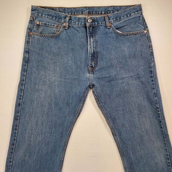 Levis 505 Jeans Mens 38x34 Heavy Blue Denim Regular Fit Straight Leg Classic - Picture 4 of 16